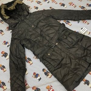 Zara Kid Youth Girl 13-14 Parka Hooded Jacket Belt